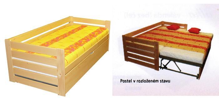 Základní typ rozkládací postele z masivu řady Alka